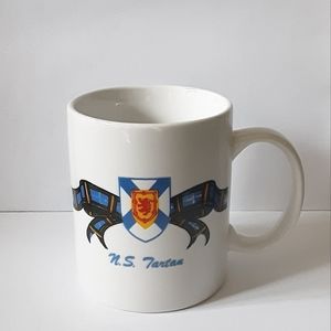 Vintage Coffee Mug Nova Scotia Tartan White Ceramic Coat-of-Arms Plaid